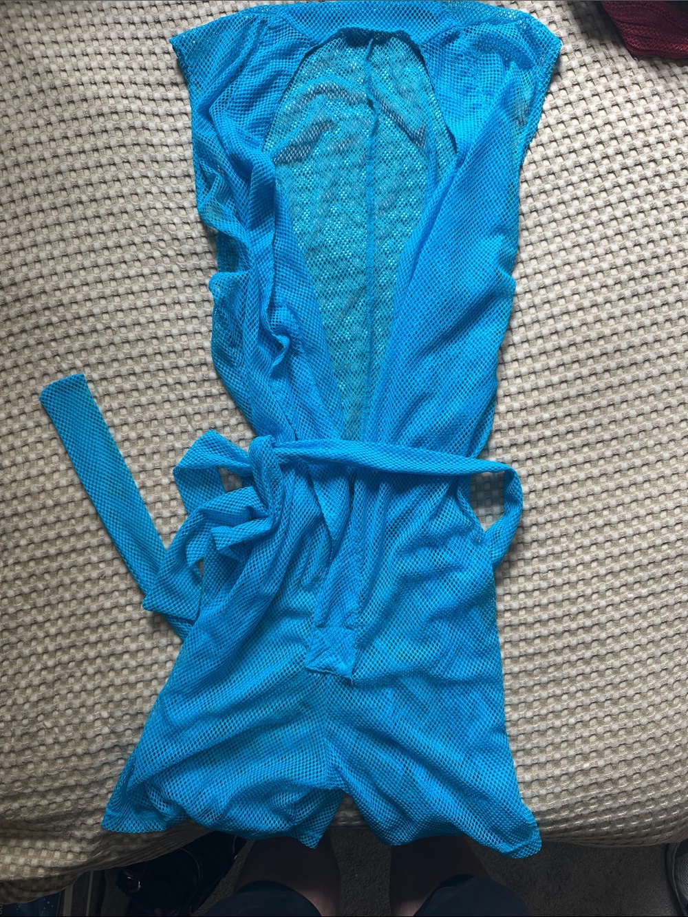 NWOT Bright Blue Tryst Sleeveless Judo Mesh Romper Cover-Up